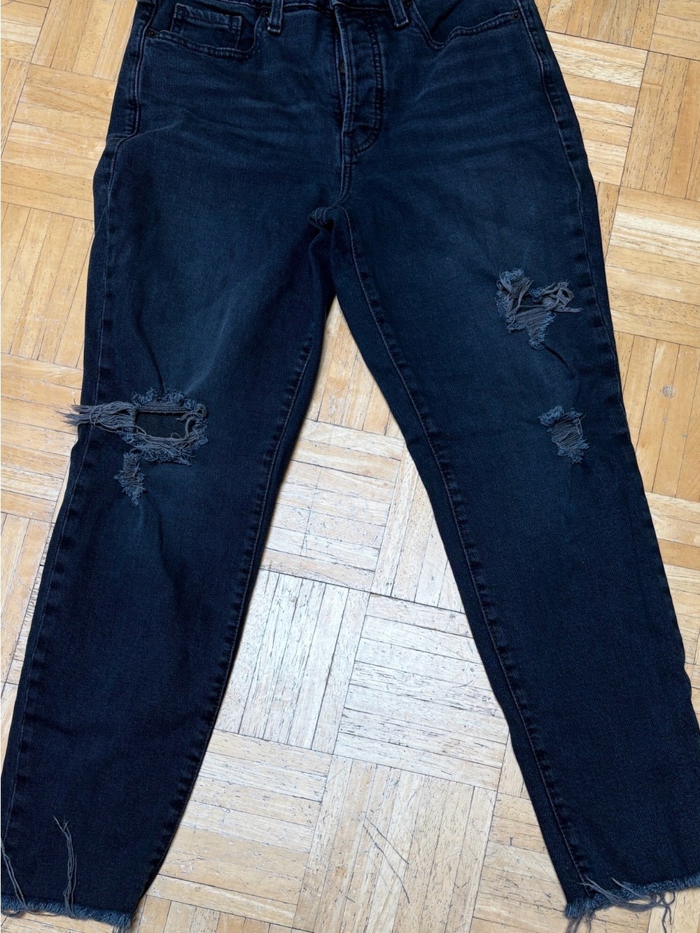 Old Navy Black Distressed Boyfriend Jeans